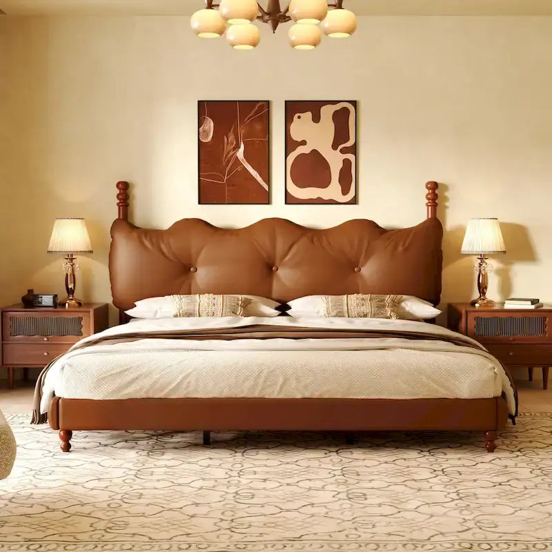 Luxury Upholstered PU Leather Bed by