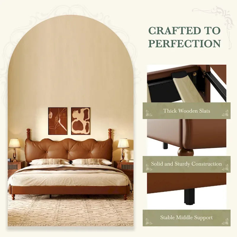 Luxury Upholstered PU Leather Bed by