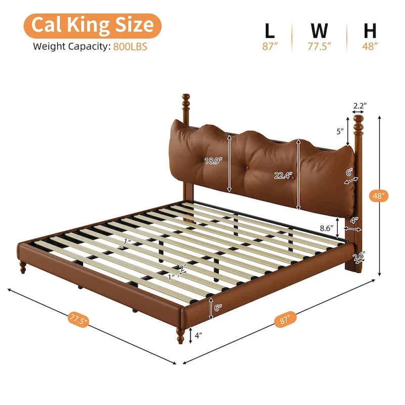 Luxury Upholstered PU Leather Bed by