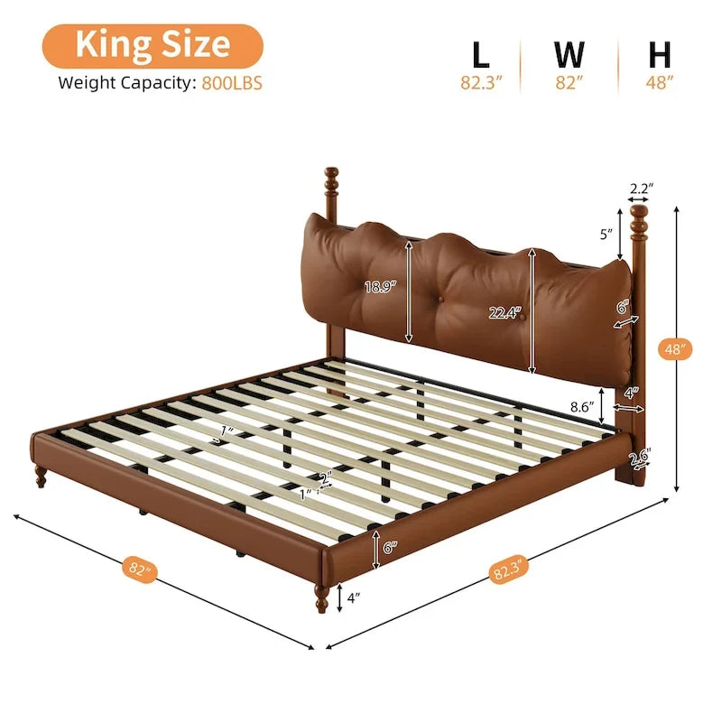 Luxury Upholstered PU Leather Bed by