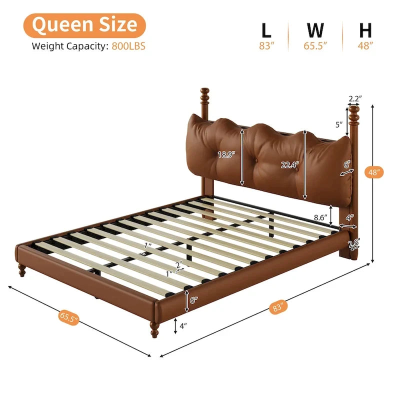 Luxury Upholstered PU Leather Bed by