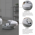 Swivel Accent Barrel Modern Grey Sofa Lounge Club Big Round Chair with Storage Ottoman