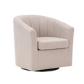 Swivel Fabric Barrel Accent Chair with Removable Seat Cushion