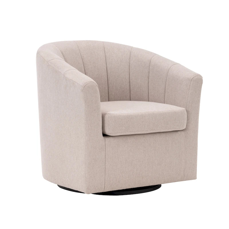 Swivel Fabric Barrel Accent Chair with Removable Seat Cushion