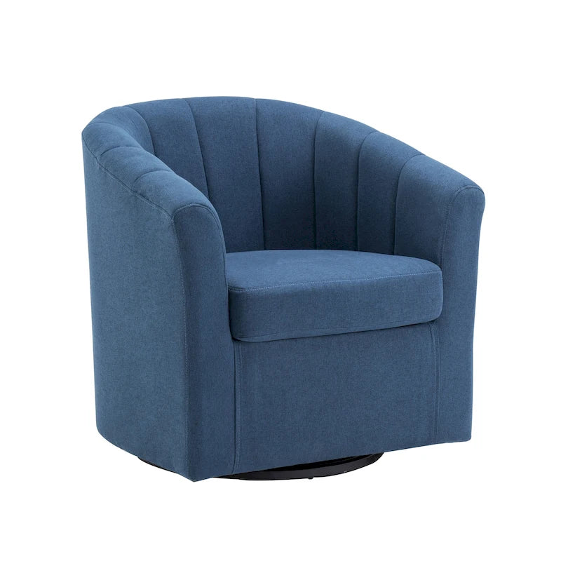 Swivel Fabric Barrel Accent Chair with Removable Seat Cushion
