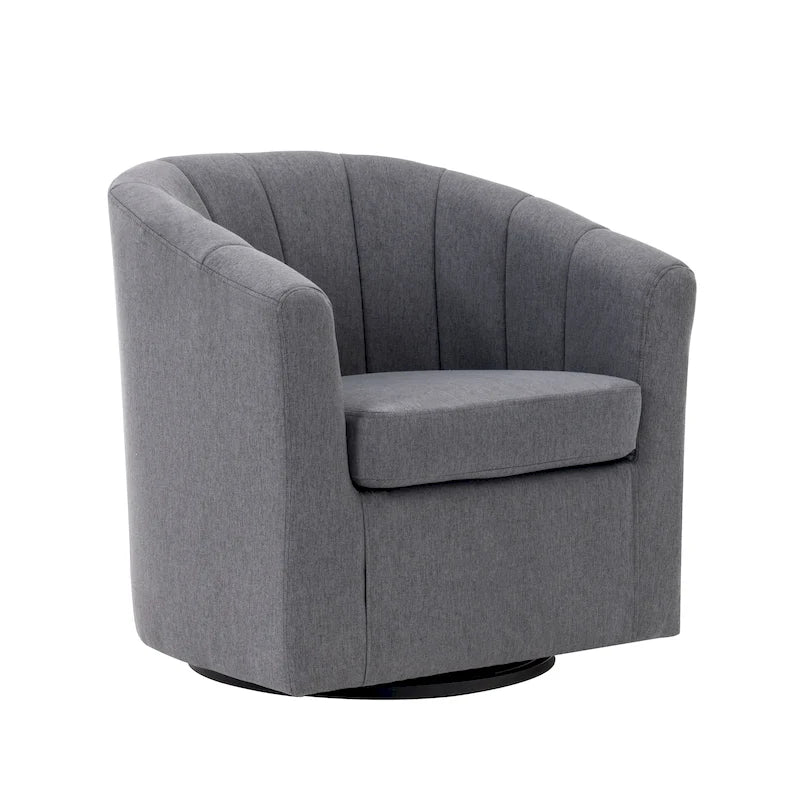 Swivel Fabric Barrel Accent Chair with Removable Seat Cushion