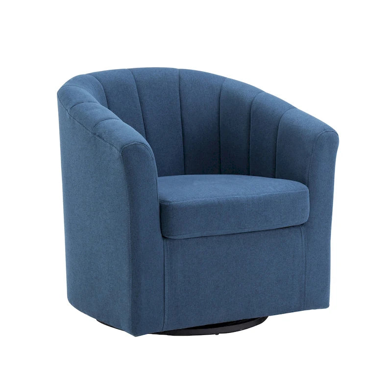 Swivel Fabric Barrel Accent Chair with Removable Seat Cushion