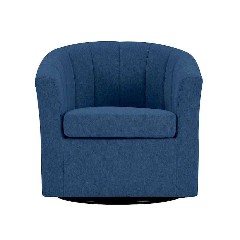 Swivel Fabric Barrel Accent Chair with Removable Seat Cushion