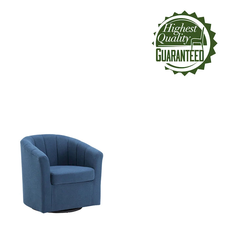 Swivel Fabric Barrel Accent Chair with Removable Seat Cushion