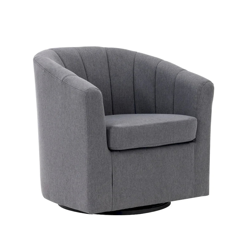 Swivel Fabric Barrel Accent Chair with Removable Seat Cushion