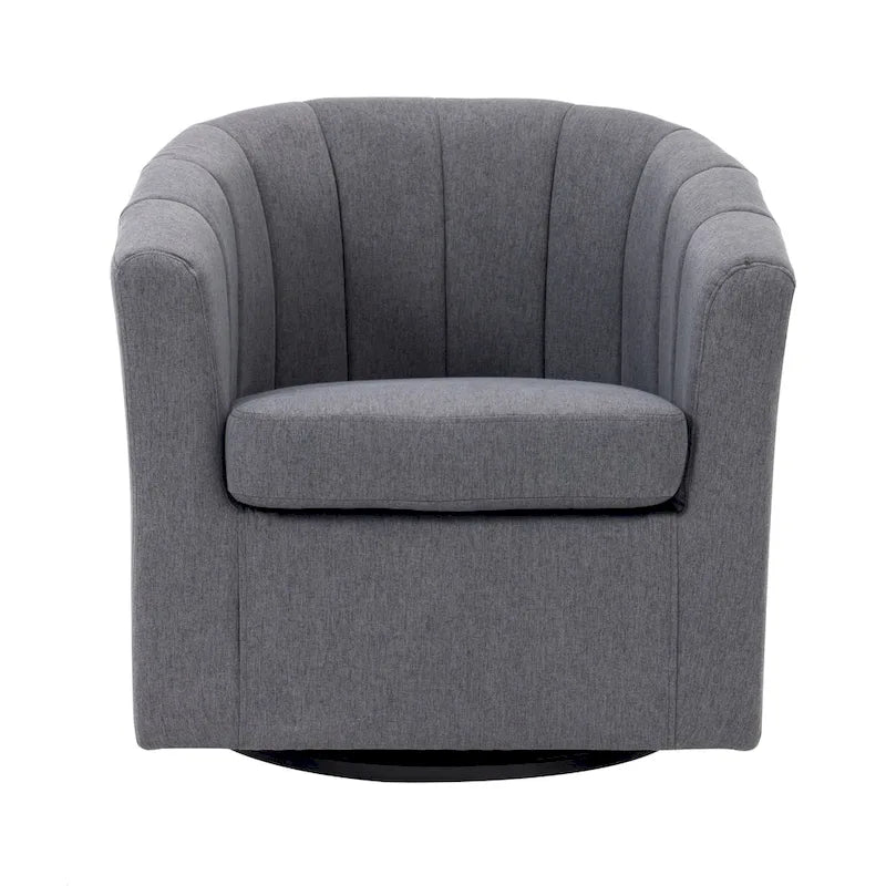 Swivel Fabric Barrel Accent Chair with Removable Seat Cushion