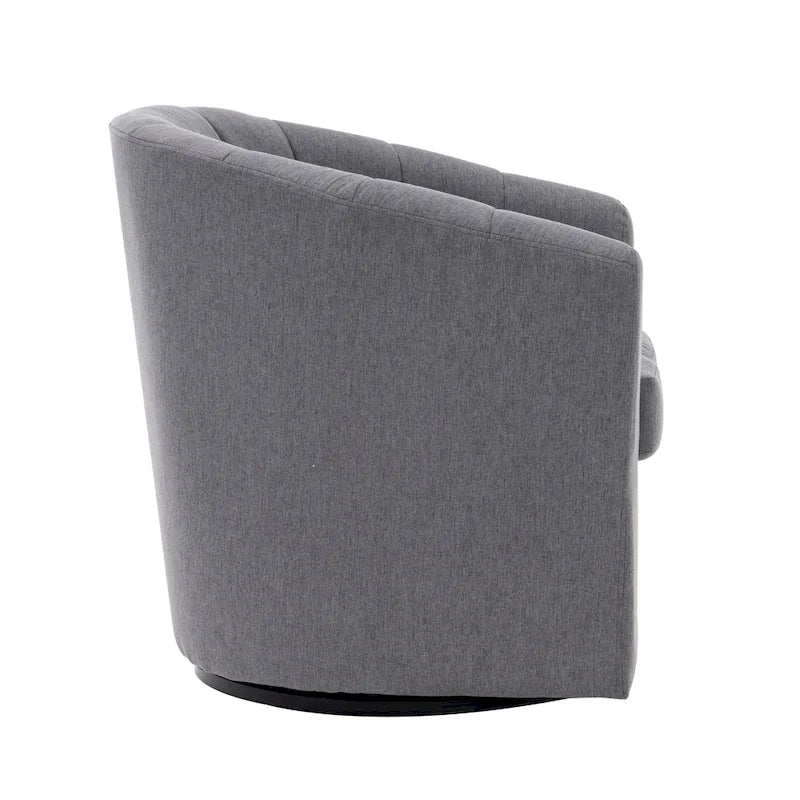 Swivel Fabric Barrel Accent Chair with Removable Seat Cushion