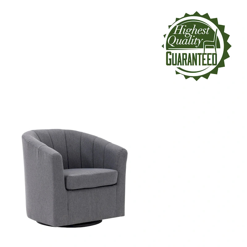 Swivel Fabric Barrel Accent Chair with Removable Seat Cushion