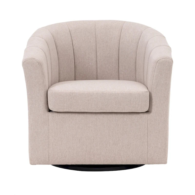 Swivel Fabric Barrel Accent Chair with Removable Seat Cushion