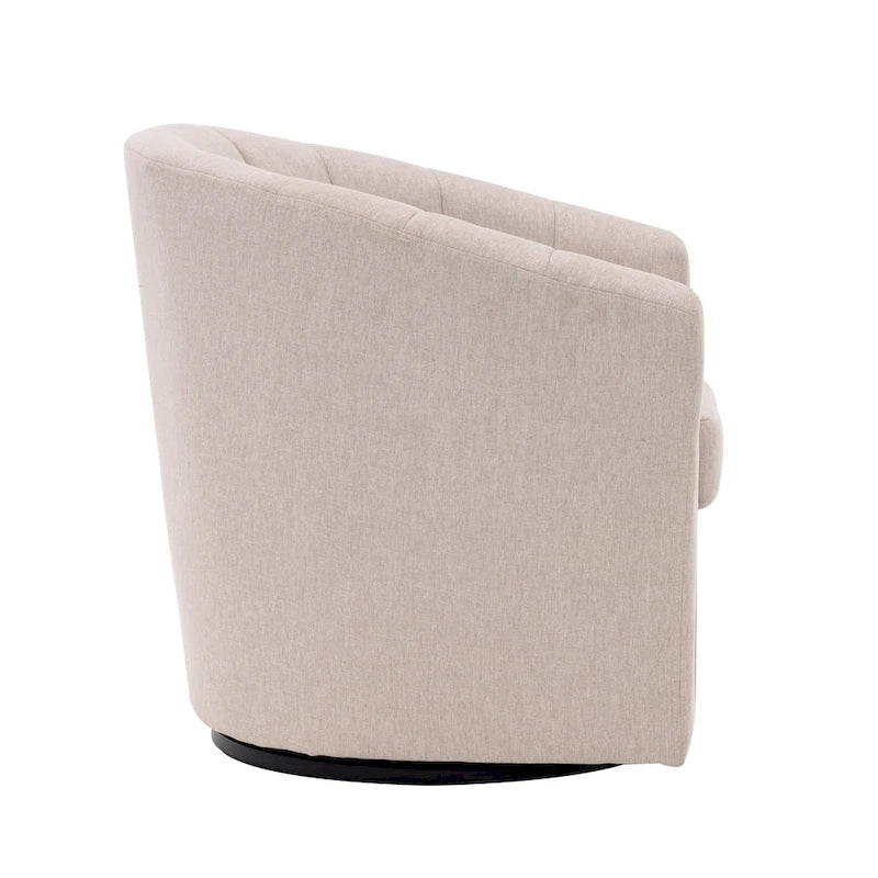 Swivel Fabric Barrel Accent Chair with Removable Seat Cushion