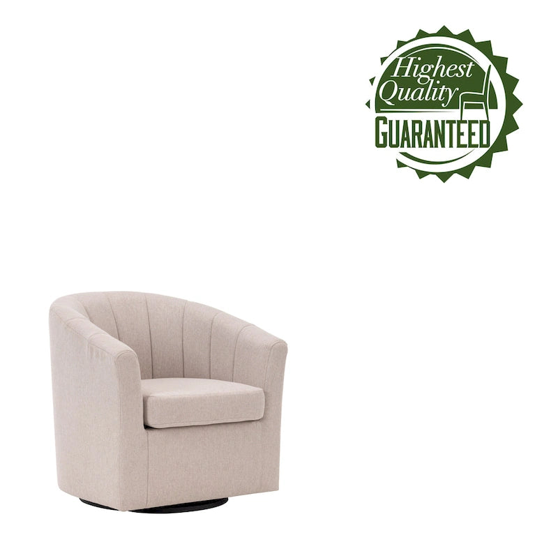 Swivel Fabric Barrel Accent Chair with Removable Seat Cushion