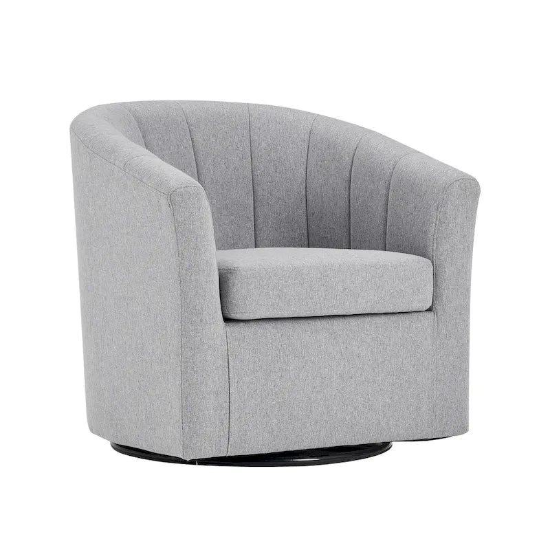 Swivel Fabric Barrel Accent Chair with Removable Seat Cushion