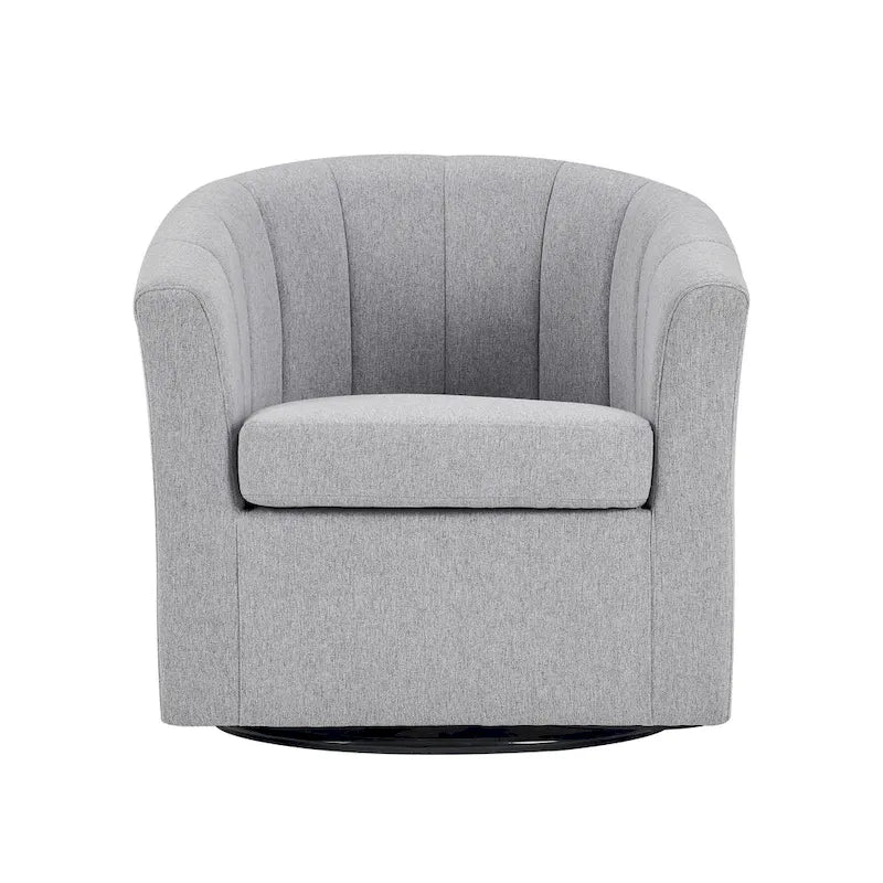 Swivel Fabric Barrel Accent Chair with Removable Seat Cushion