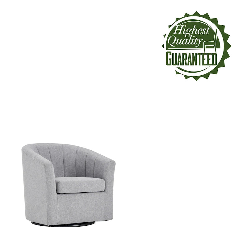 Swivel Fabric Barrel Accent Chair with Removable Seat Cushion