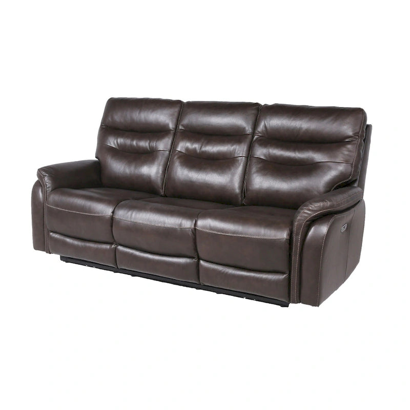 Power Reclining Top Grain Leather Sofa