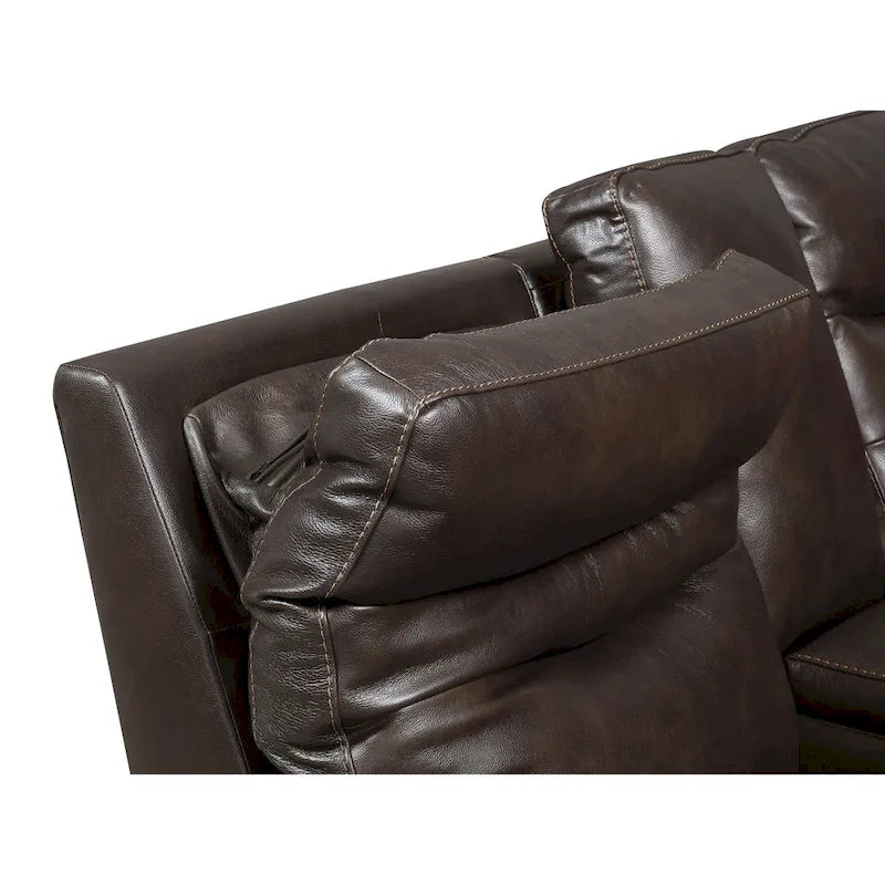 Power Reclining Top Grain Leather Sofa
