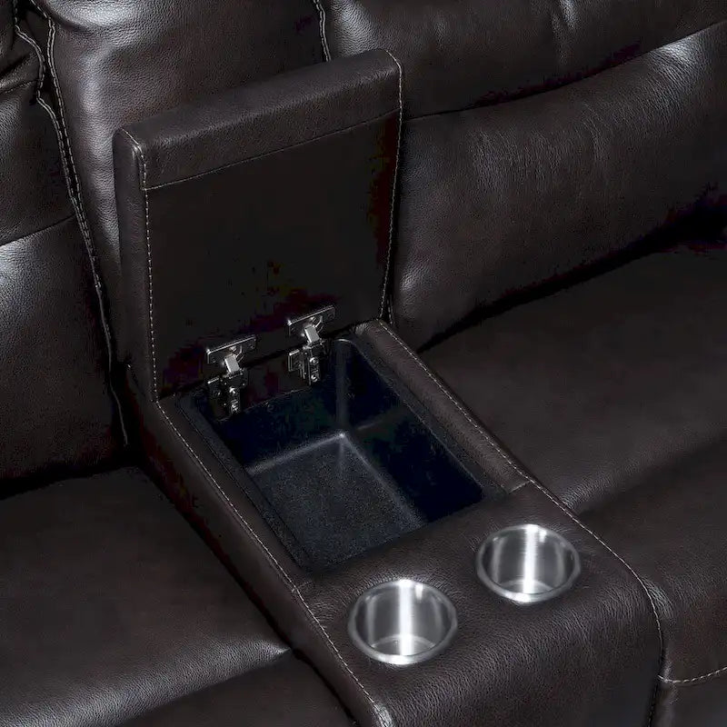 Power Reclining Top Grain Leather Sofa
