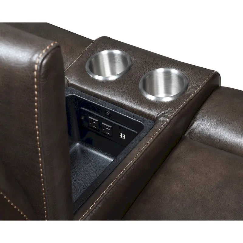 Power Reclining Top Grain Leather Sofa