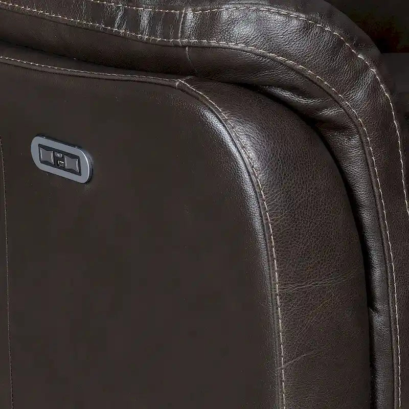 Power Reclining Top Grain Leather Sofa