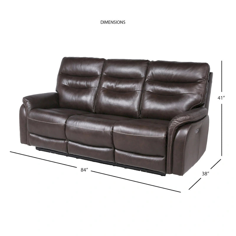 Power Reclining Top Grain Leather Sofa
