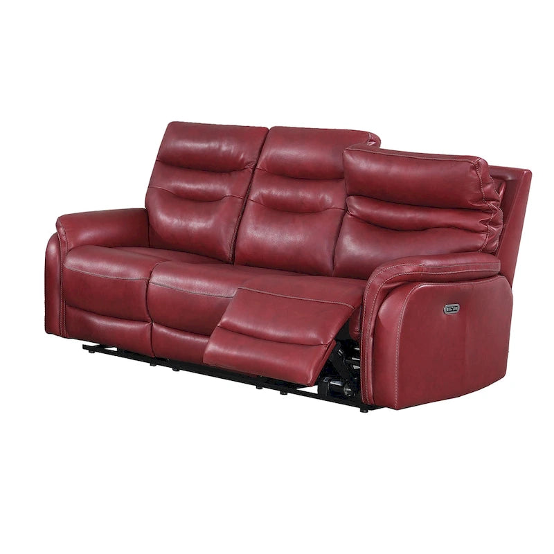Power Reclining Top Grain Leather Sofa