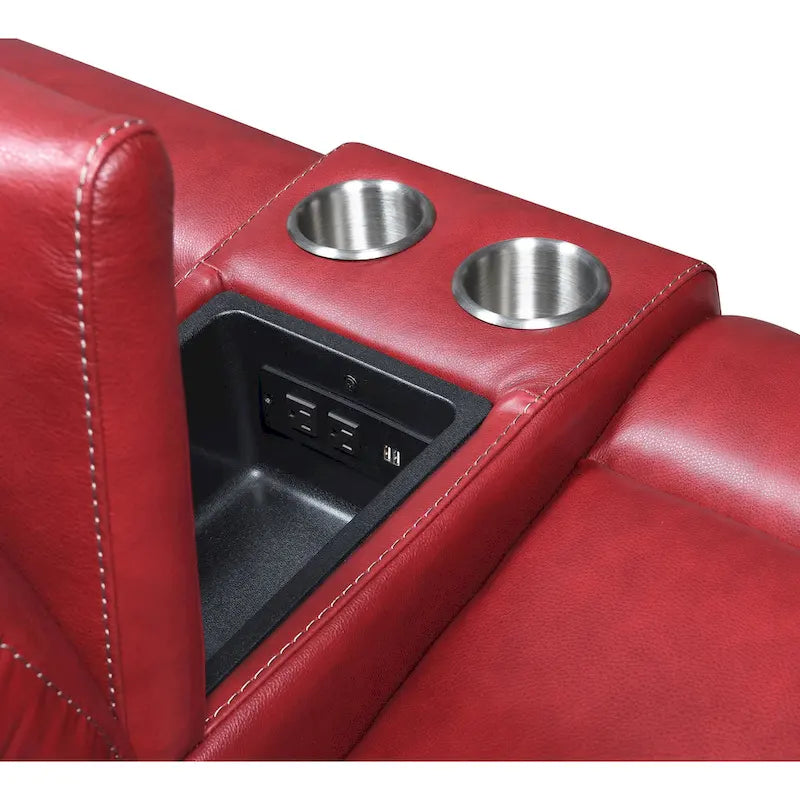 Power Reclining Top Grain Leather Sofa