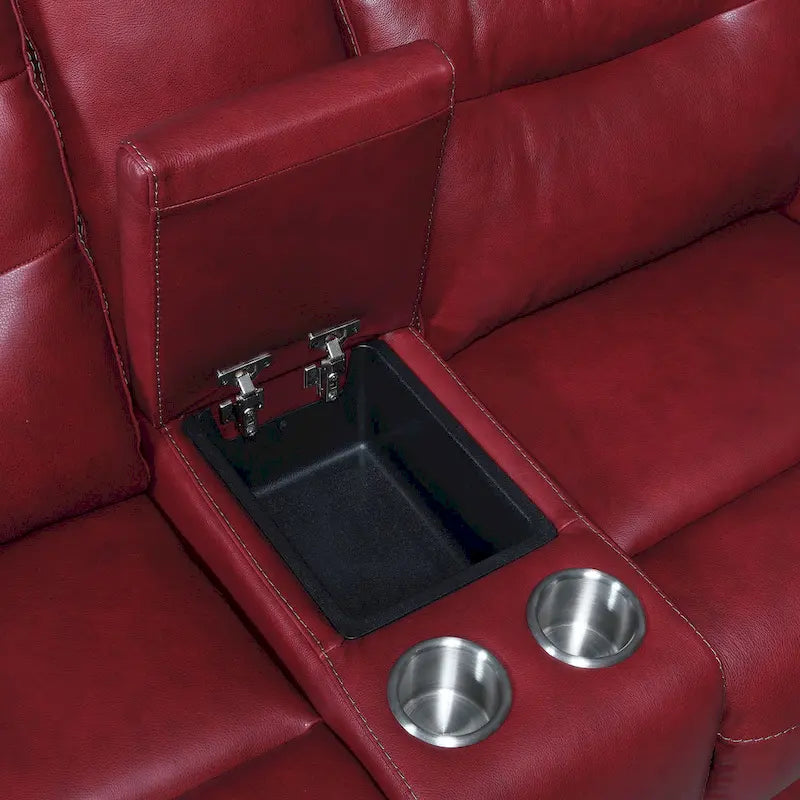 Power Reclining Top Grain Leather Sofa
