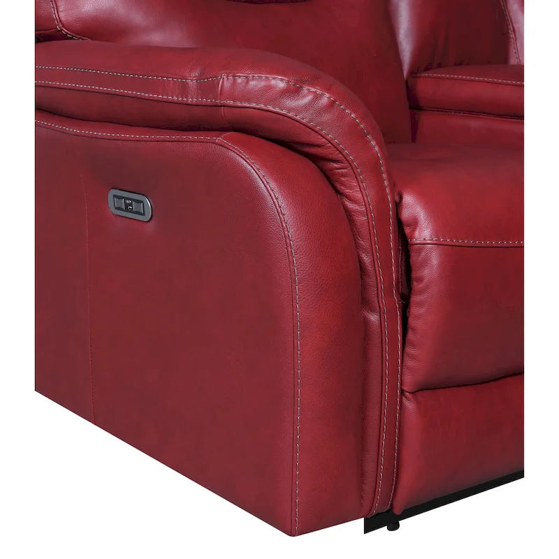 Power Reclining Top Grain Leather Sofa