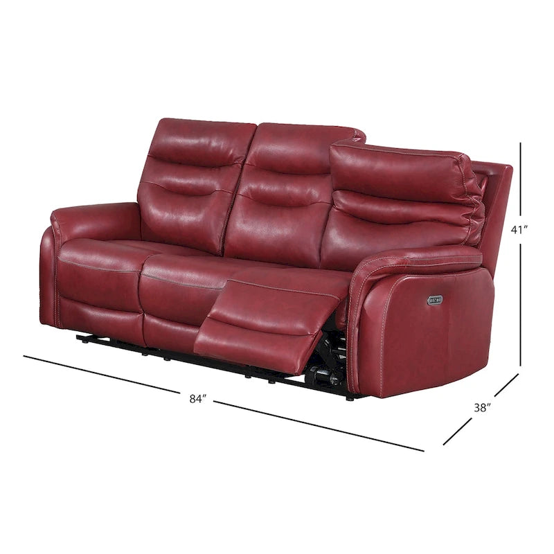 Power Reclining Top Grain Leather Sofa