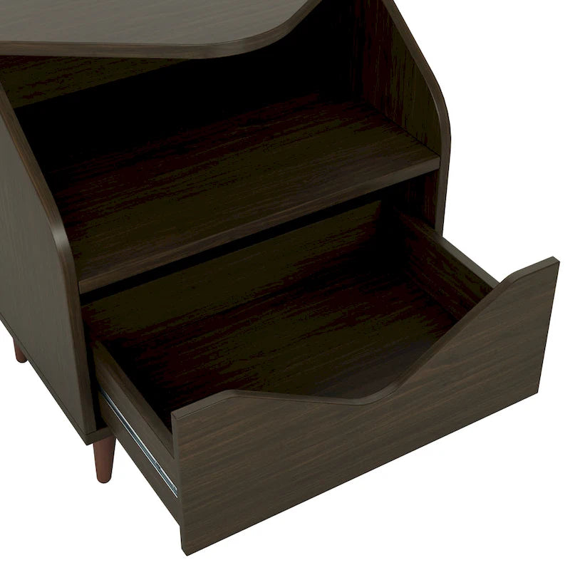 Mid-century Modern 20-inch 1-Shelf and 1-Drawer End Table by