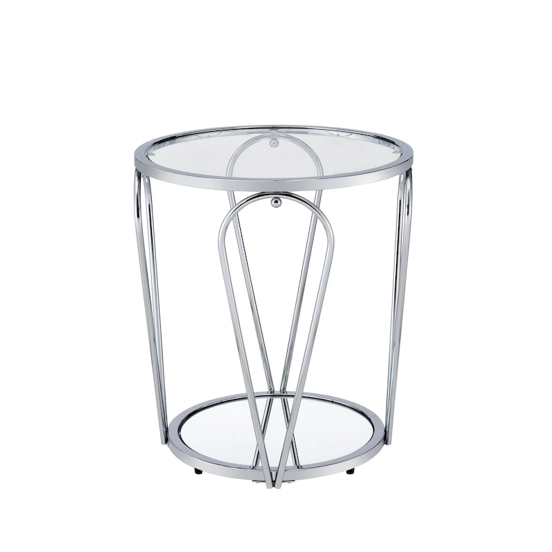 20-inch Glass Top 1-Shelf End Table by