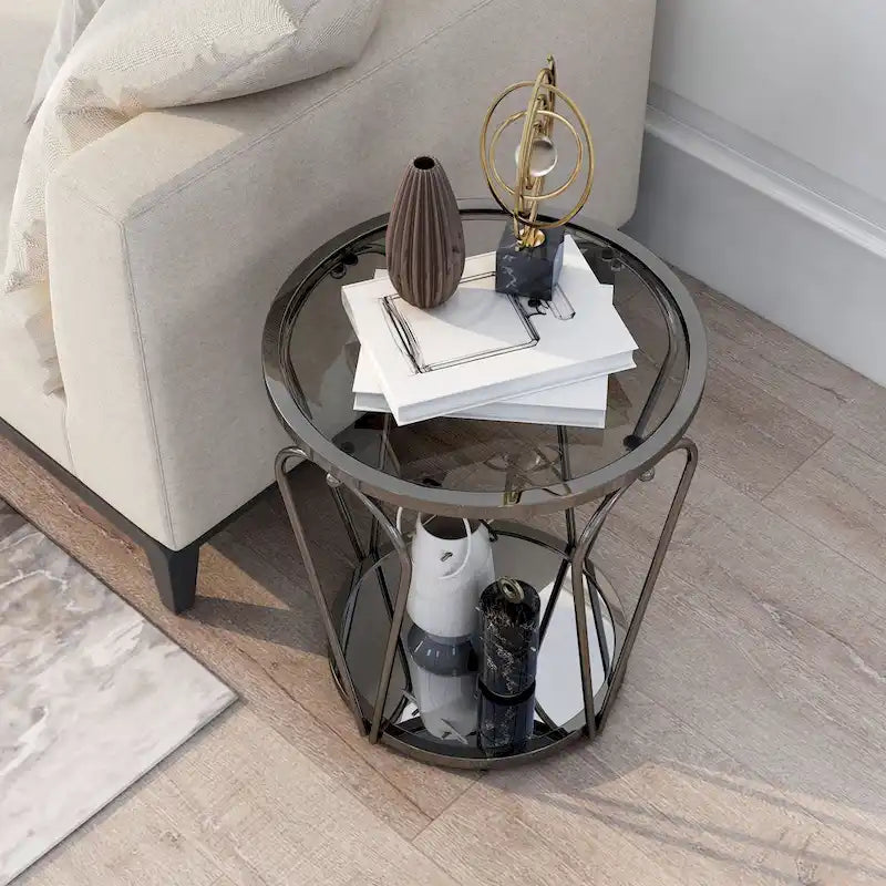 20-inch Glass Top 1-Shelf End Table by