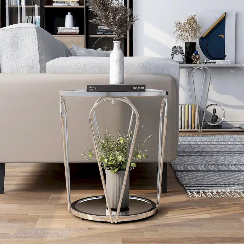20-inch Glass Top 1-Shelf End Table by