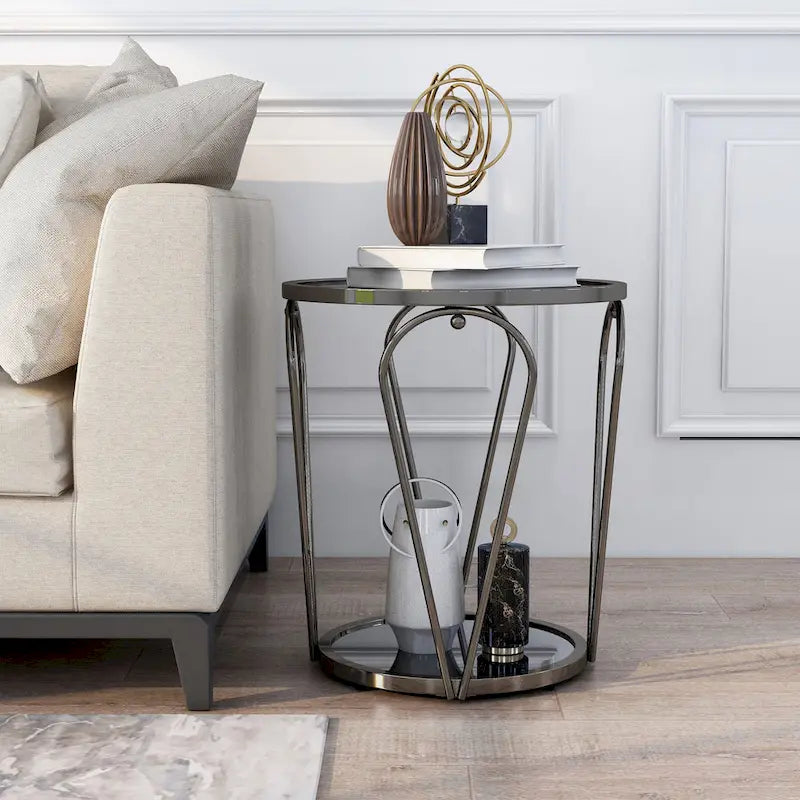 20-inch Glass Top 1-Shelf End Table by