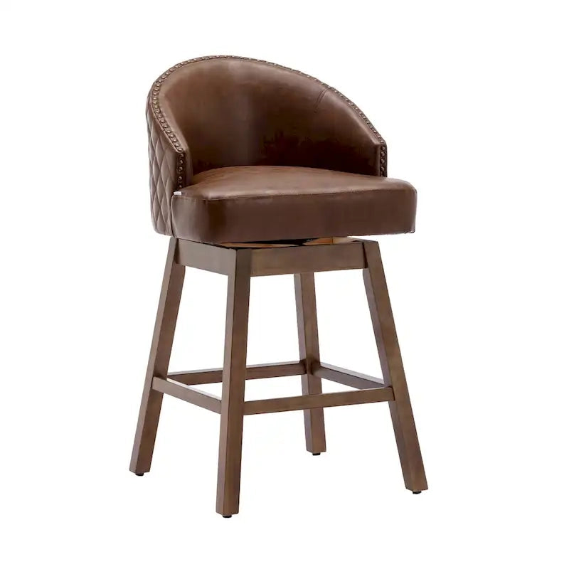 360 Degree Swivel Counter Height Bar Stools with Footrest Set of 2
