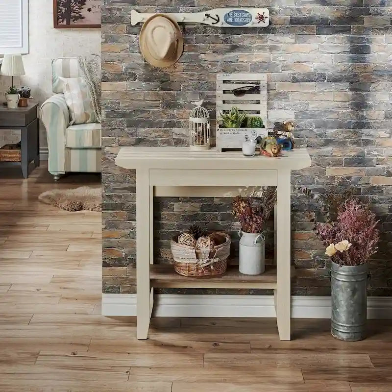 Contemporary Ivory 36-inch 1-Shelf Console Table by