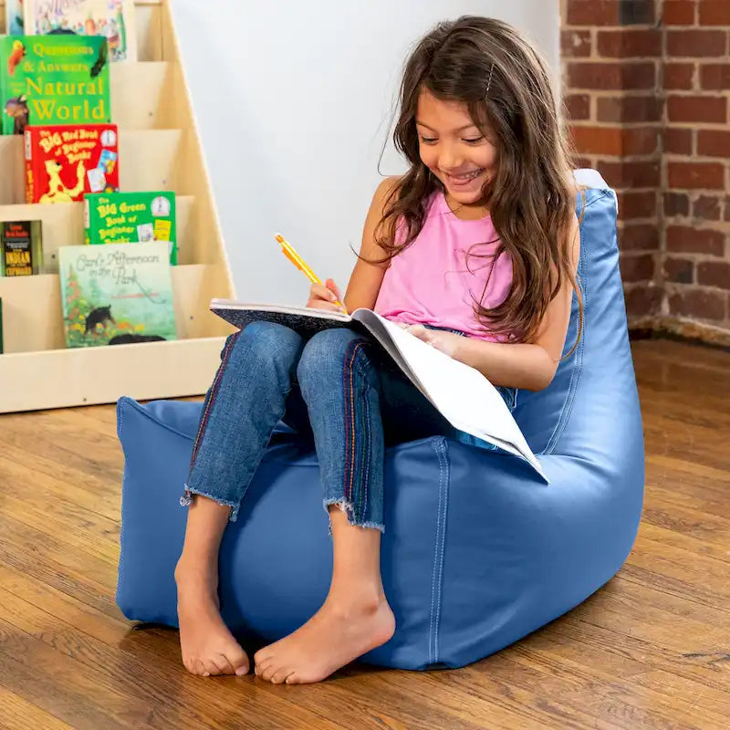 Kids Bean Bag Chair, Premium Vinyl, Royal Blue