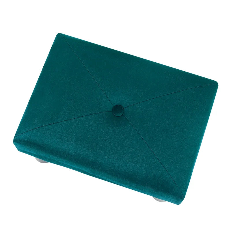 Velvet Foot Stool Ottoman with Tufted Button