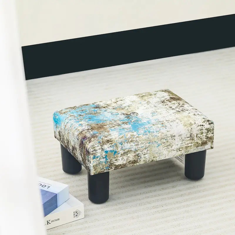 Velvet Foot Stool Ottoman with Tufted Button