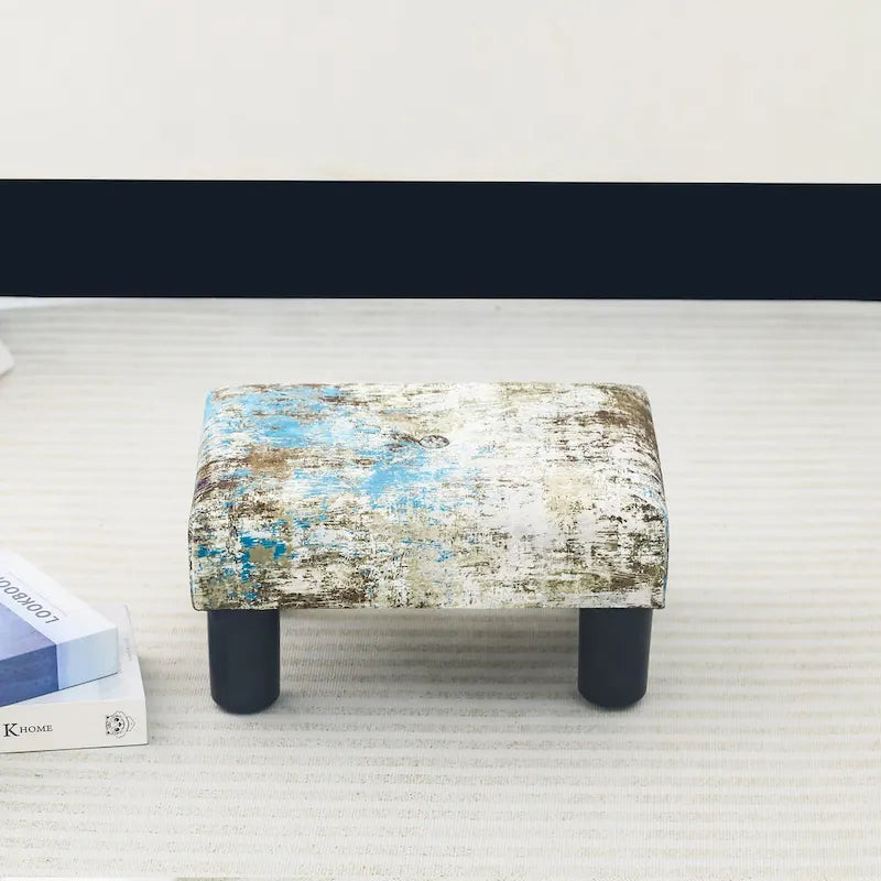Velvet Foot Stool Ottoman with Tufted Button