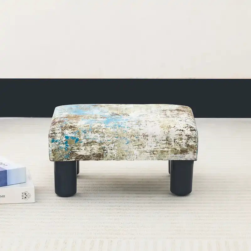 Velvet Foot Stool Ottoman with Tufted Button