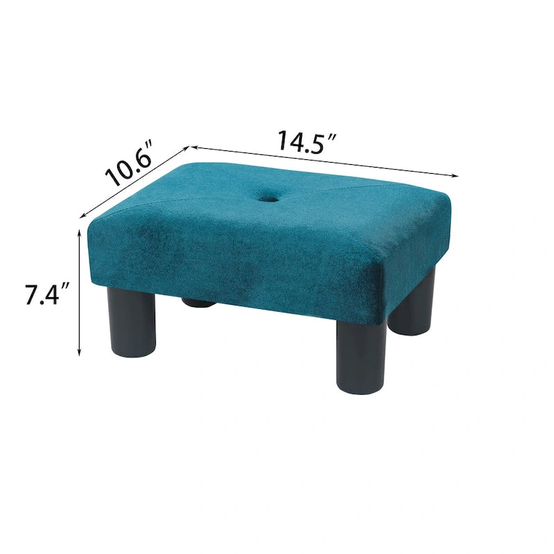 Velvet Foot Stool Ottoman with Tufted Button