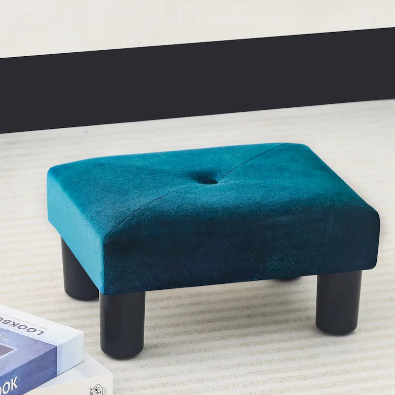 Velvet Foot Stool Ottoman with Tufted Button