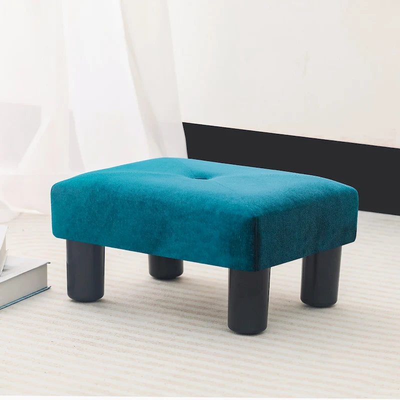Velvet Foot Stool Ottoman with Tufted Button