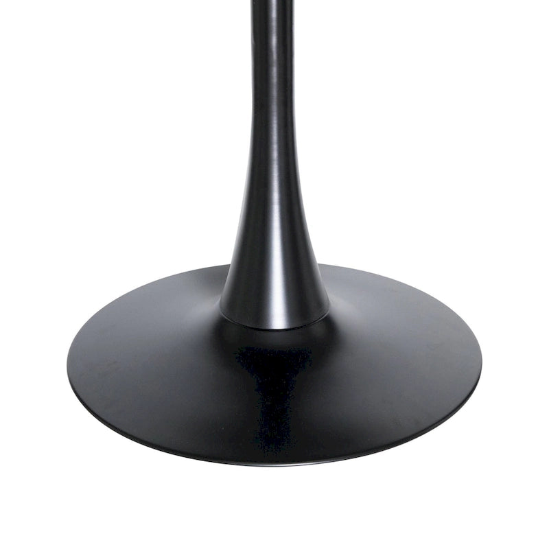 32 Mid Century Modern Round Dining Table, MDF Wood Top & Glossy Iron Pedestal Base for Kitchen & Dining Room